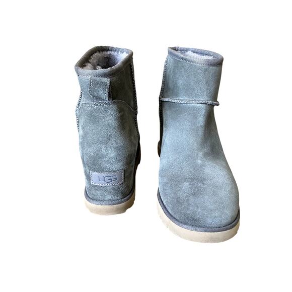 UGG Classic Femme Mini Wedge Slate Gray Cozy Suede Ankle Boot Women's 9.5 - Picture 6 of 13